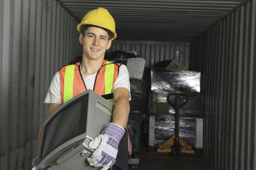 Different types of construction waste ready for disposal